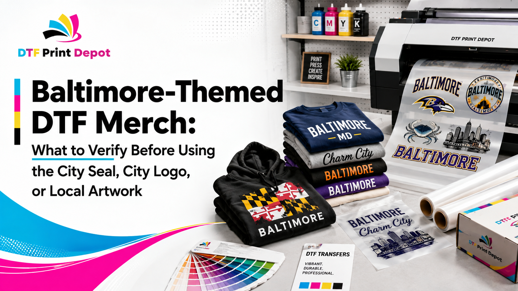 Baltimore-Themed DTF Merch: What to Verify Before Using the City Seal, City Logo, or Local Artwork