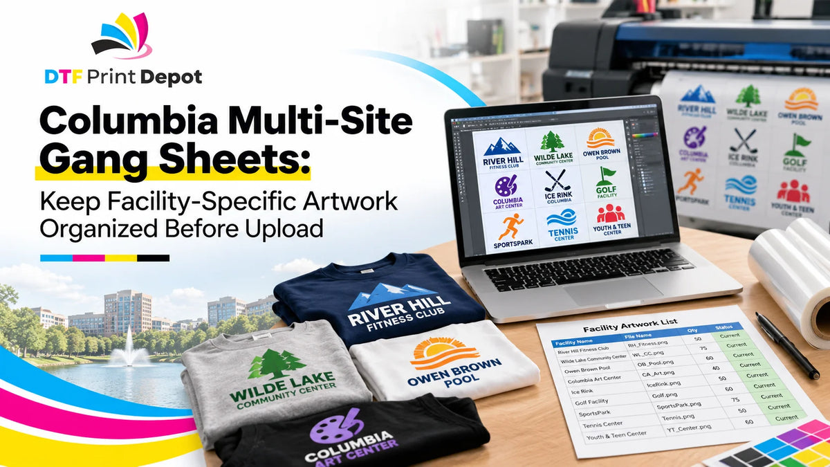 Columbia Multi-Site Gang Sheets: Keep Facility-Specific Artwork Organized Before Upload