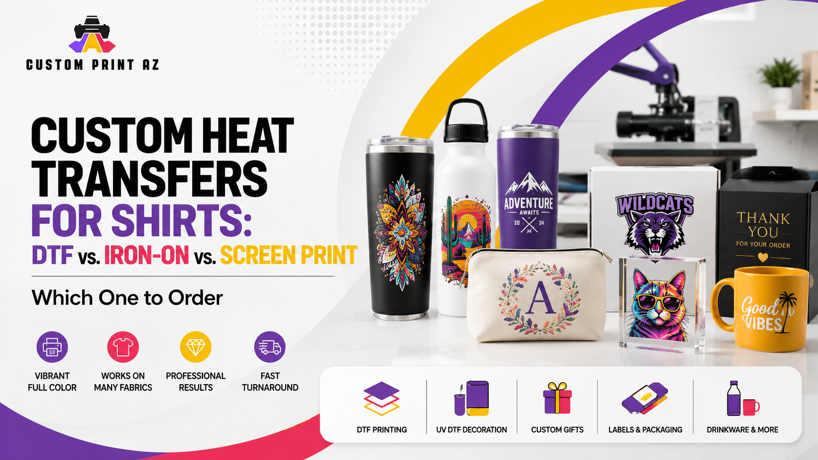 Custom Heat Transfers for Shirts: DTF vs. Iron-On vs. Screen Print Which One to Order