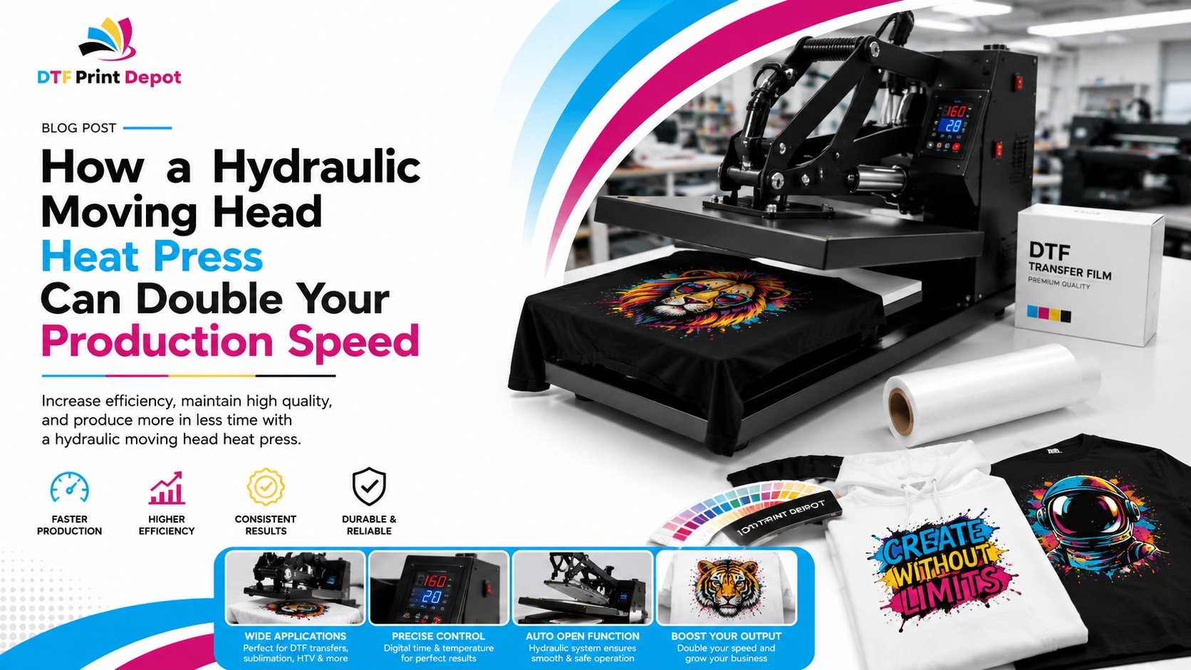 How a Hydraulic Moving Head Heat Press Can Double Your Production Speed