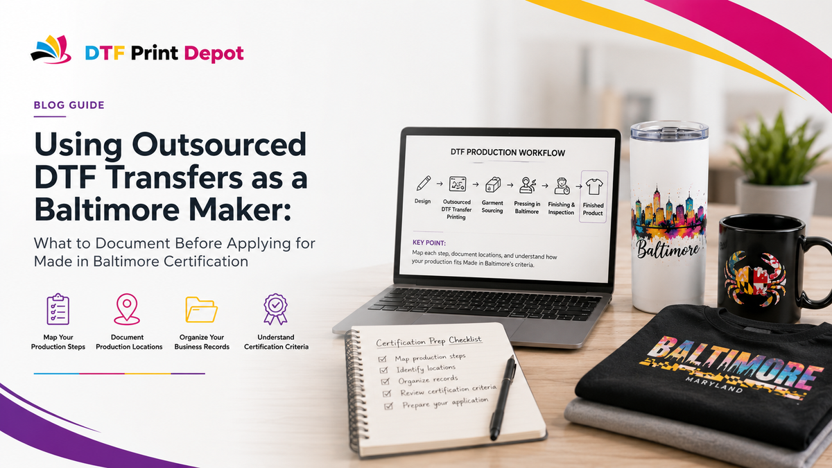 Using Outsourced DTF Transfers as a Baltimore Maker: What to Document Before Applying for Made in Baltimore Certification