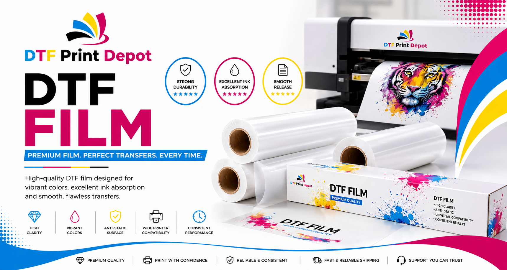 Durable custom DTF film prints for high-performance garment branding.