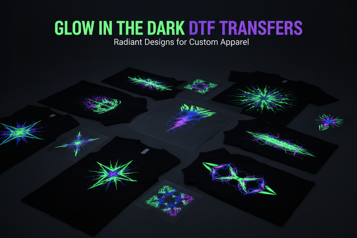 Premium glow in the dark stickers and apparel transfers featuring ultra-bright luminescent custom graphics.