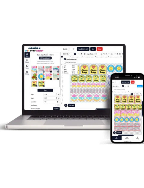 Easy to use DTF gang sheet builder tool to create your own custom transfer layout online
