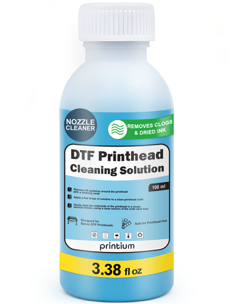 Precision 100ml DTF Printhead Cleaning Solution - Targeted maintenance liquid to dissolve ink clogs and protect delicate printer nozzles.
