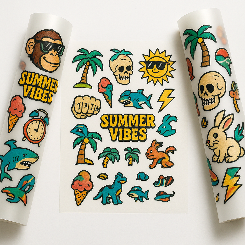 Professional DTF Transfer Rolls - Custom gang sheet printing with various character designs