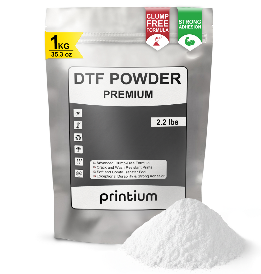 High-bonding 1kg Premium DTF Powder - Superior adhesive powder for soft-touch, durable, and stretchable custom garment transfers.