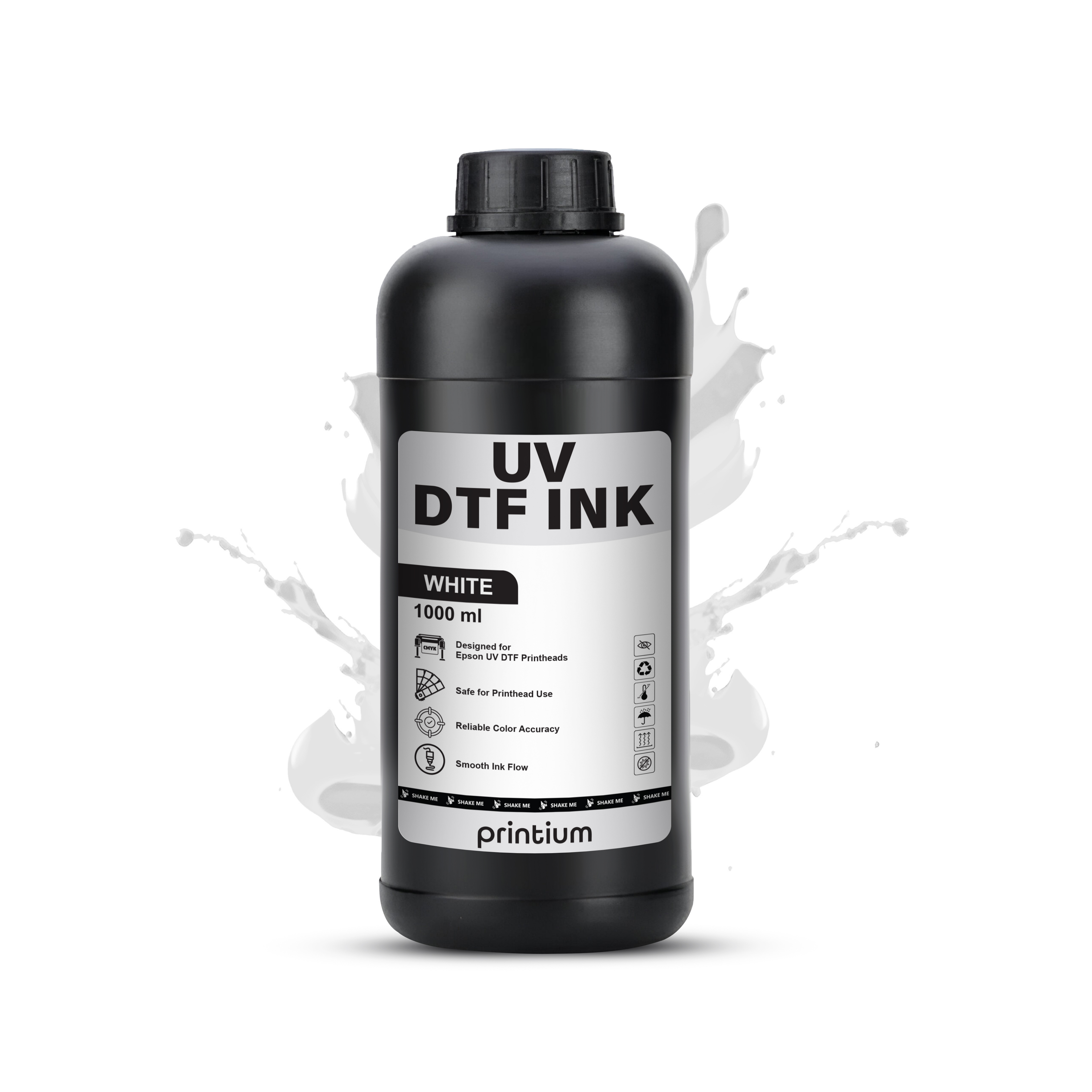 Premium UV LED Ink Refill - 1000ml White Hard Ink For UV & DTF Printers, Direct To Substrate Printing